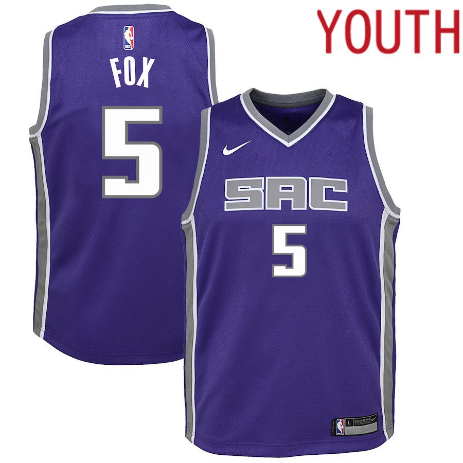 Youth Sacramento Kings 5 De Aaron Fox Nike Purple Swingman NBA Jersey